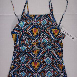 CADOCADO AZTEC TANKINI SPAGHETTI STRAP SWIM TOP